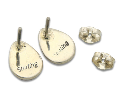 Navajo Earrings 925 Silver Pink Mussel Native American Artist C.80's