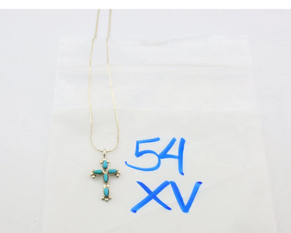 Navajo Cross Necklace Sterling Silver Blue Turquoise Vintage Handmade