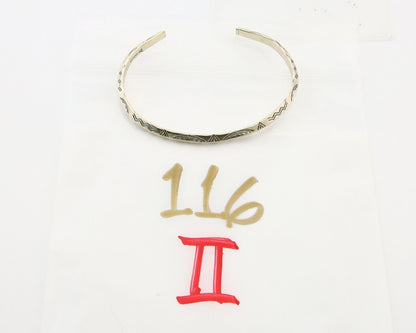 Navajo Bracelet 925 Silver Hand Stamped Triangle Signed Arrow & Signpost C.80's