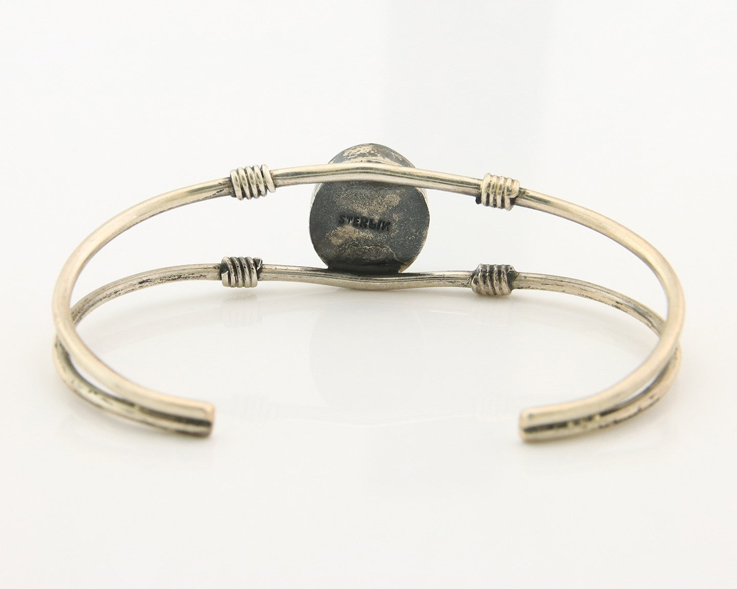 Navajo Cuff Bracelet Sterling Silver Blue Gem Turquoise Native American Artist