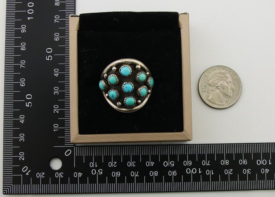 Navajo Ring 925 Sterling Silver Turquoise Artist IJC C.80's Men Size 12.5
