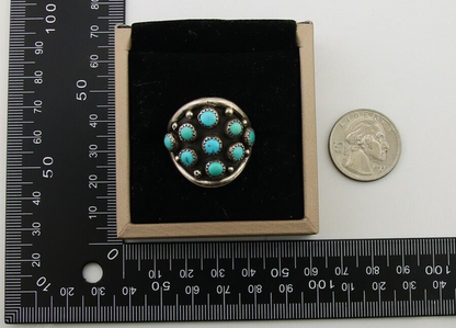 Navajo Ring 925 Sterling Silver Turquoise Artist IJC C.80's Men Size 12.5