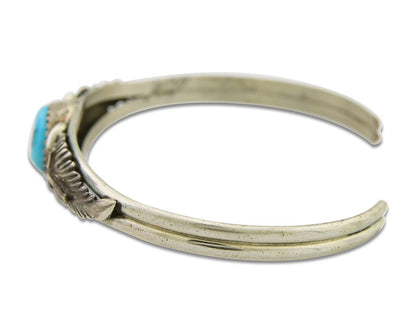 Navajo Bracelet 925 Silver Cuff Turquoise Handmade Native Artist C.80's
