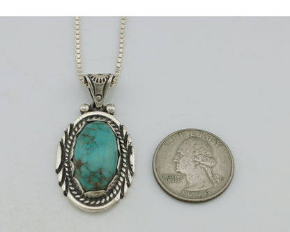 Navajo Necklace 925 Silver Natural Turquoise Sun Stamp C.80s