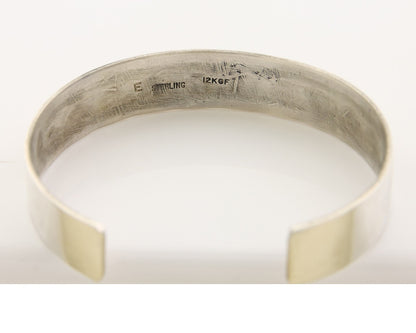 Navajo Bracelet 925 Silver & 12K Gold Cuff Artist Signed Randall Endito C.80's