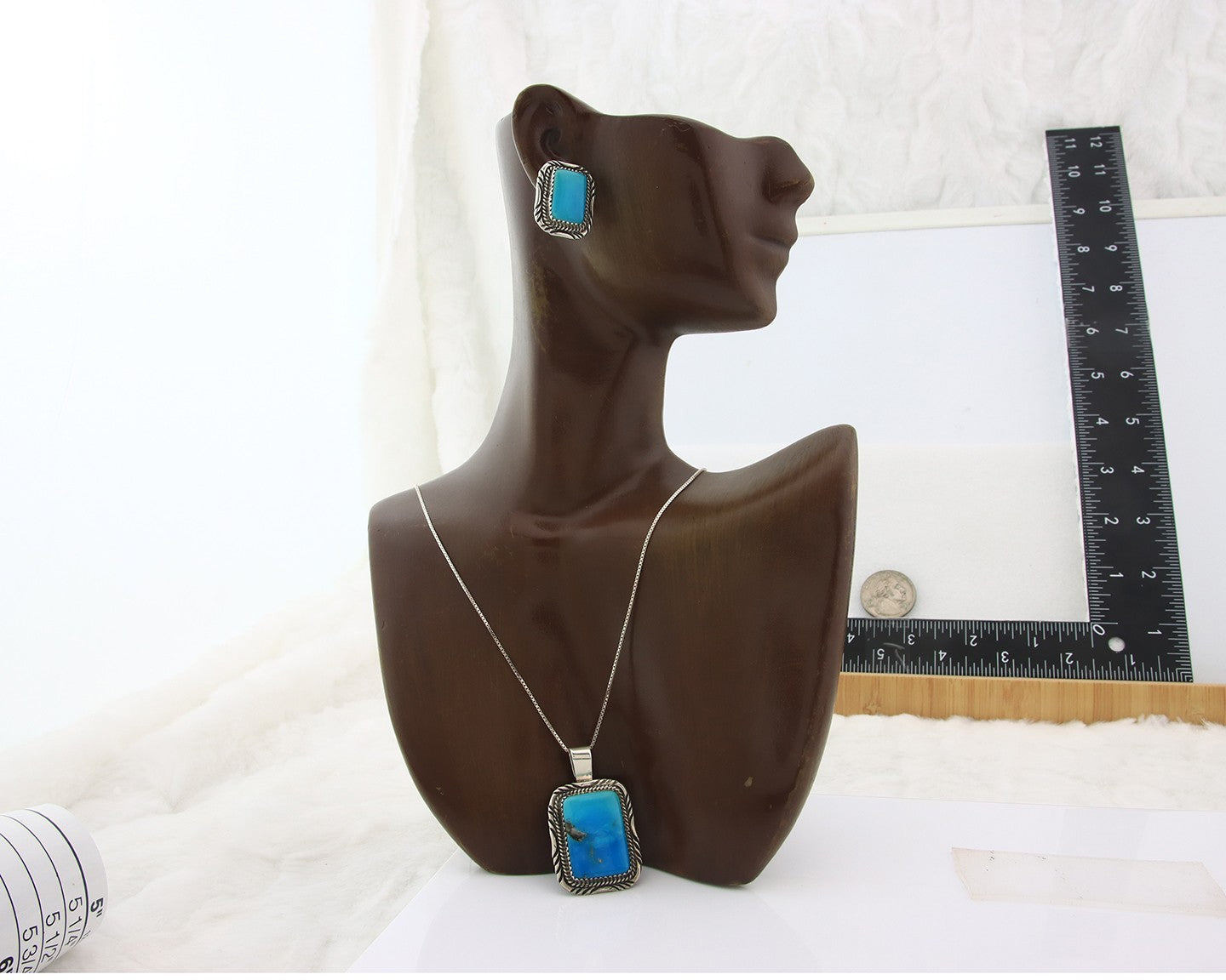 Navajo Necklace Earrings Set Sterling Silver Turquoise Vintage Signed Begay