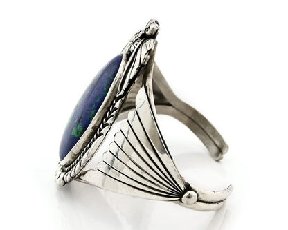 Navajo Cuff Bracelet Sterling Silver Lapis Malachite Vintage Signed CP C.80's
