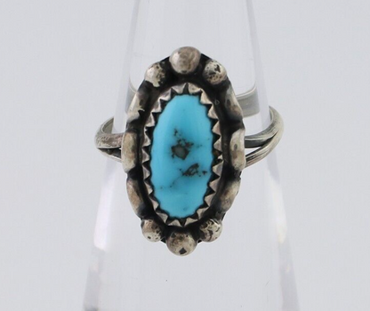 Navajo Handmade Ring 925 Silver Sleeping Beauty Turquoise Artist Signed SC C80s