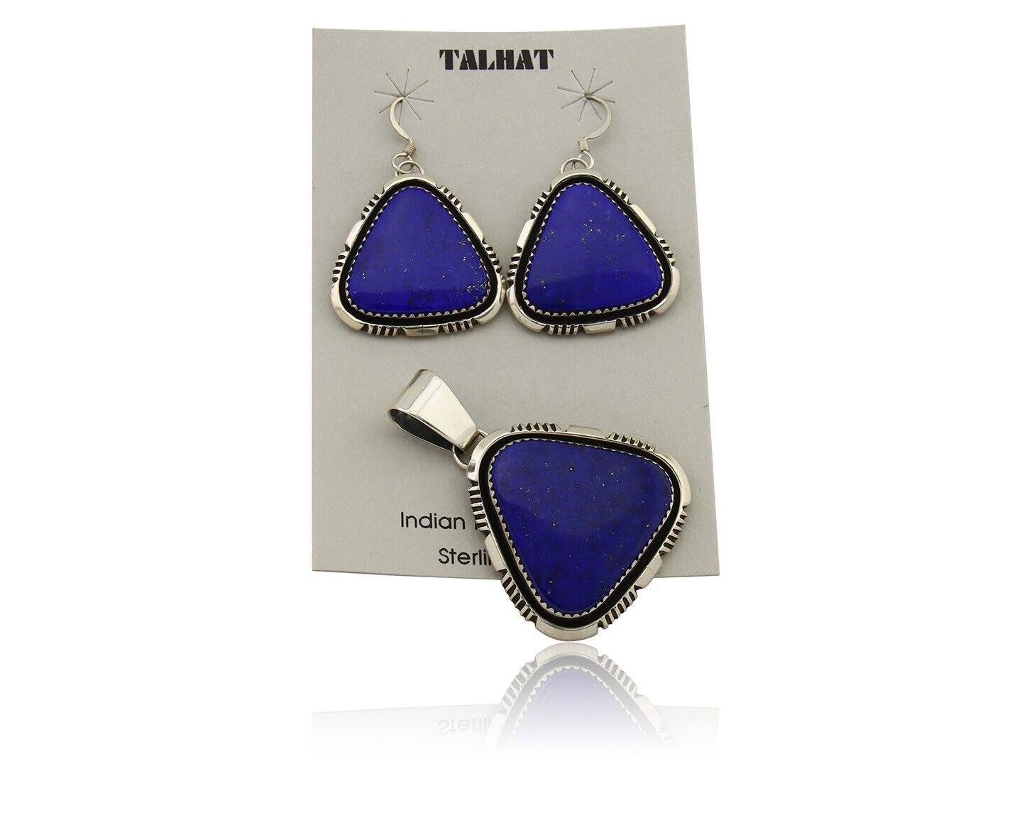 Navajo Pendant Earring Set 925 Silver Lapis Lazuli Signed William Denetdale C80s