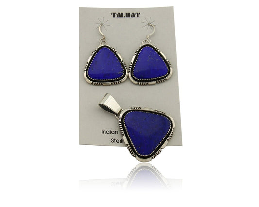 Navajo Pendant Earring Set 925 Silver Lapis Lazuli Signed William Denetdale C80s