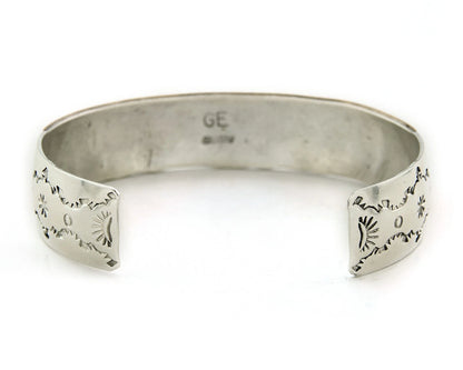 Navajo Cuff Bracelet Sterling Silver & Gold Vintage Storyteller Signed GE