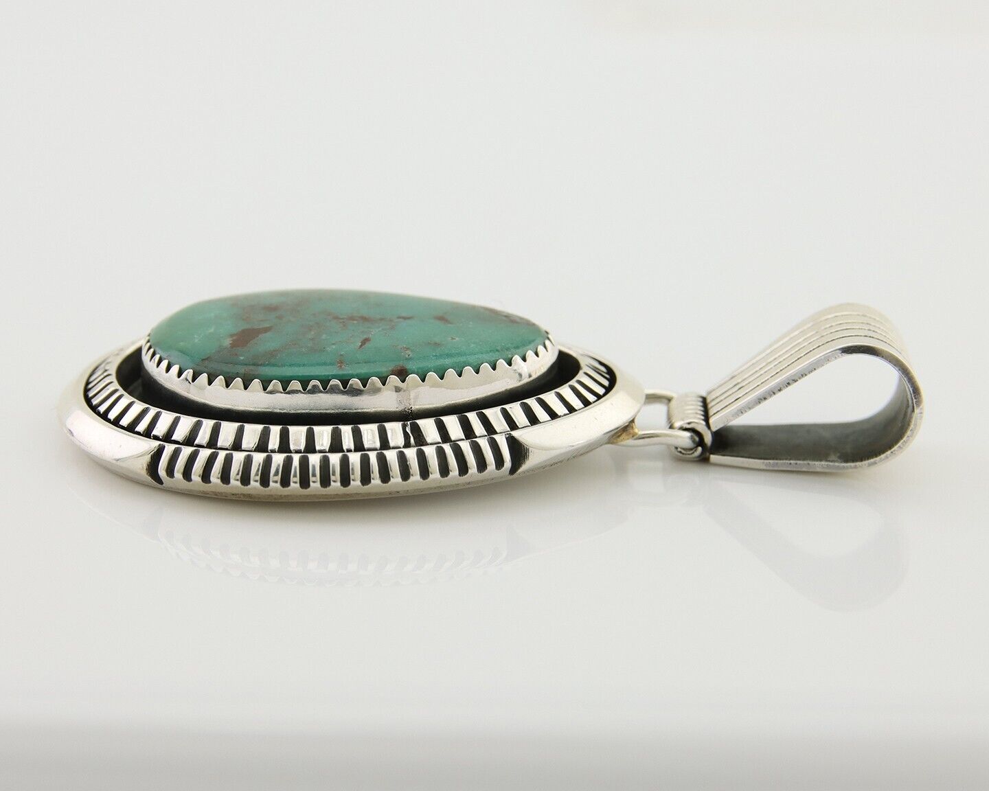 Navajo Pendant 925 Silver Natural Turquoise Artist Signed Lidia Begay C.80's