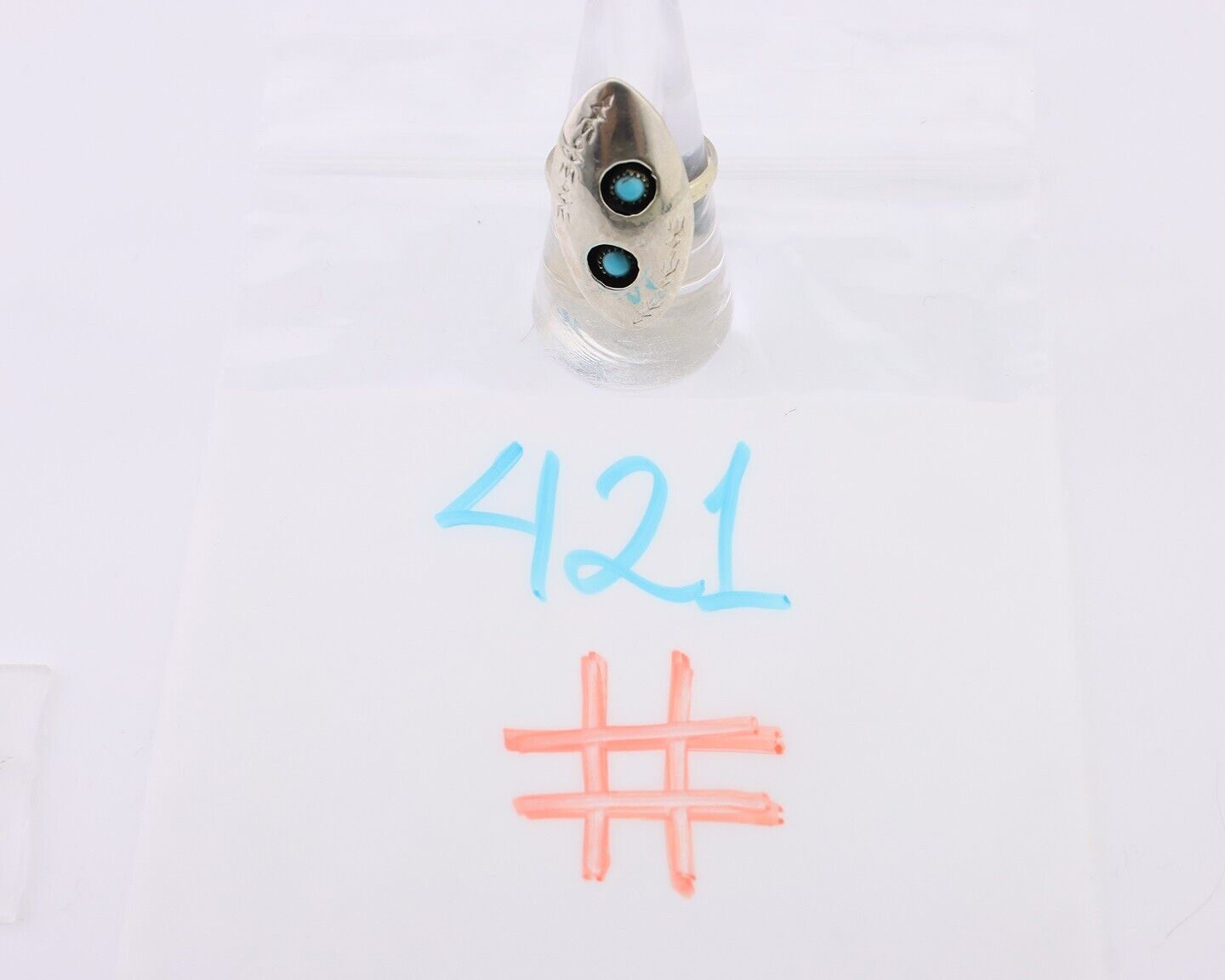 Navajo Ring 925 Silver Natural Blue Turquoise Native American Artist C.80's