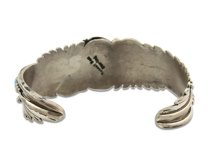 Vintage Navajo Bracelet 925 Silver Blue Turquoise Signed Russell Sam