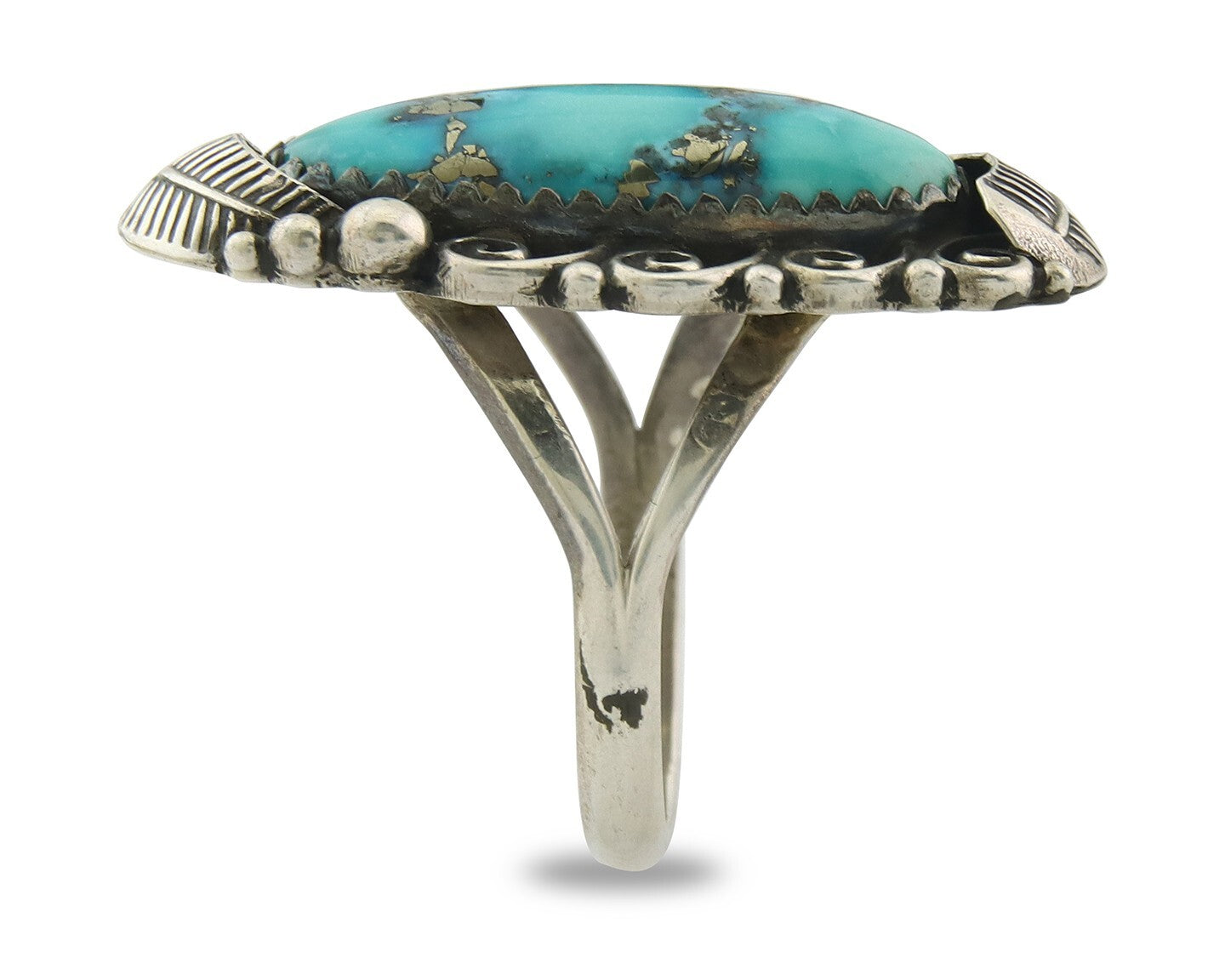 Traditional Navajo Ring Sterling Silver Authentic Turquoise Handmade Size 8.5