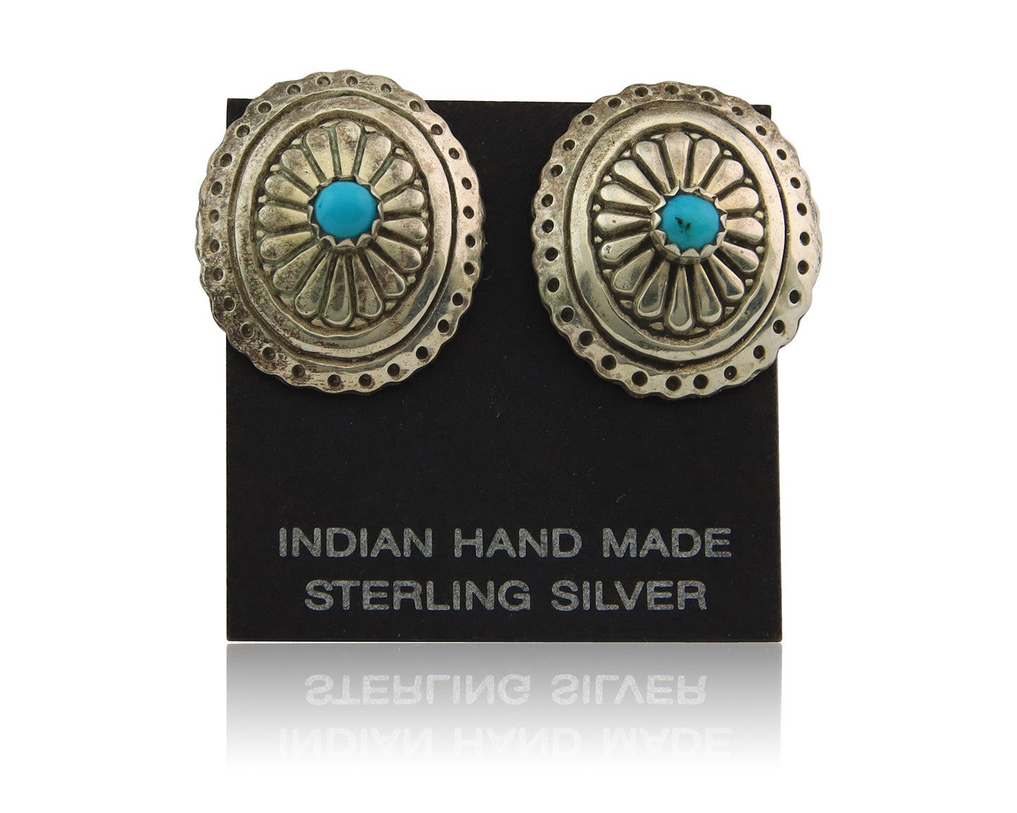 Navajo Earrings Sterling Silver Turquoise Vintage Handmade