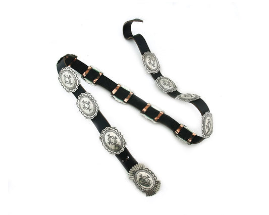 Navajo Concho Belt Sterling Silver Handmade Artist Signed DJ Vintage