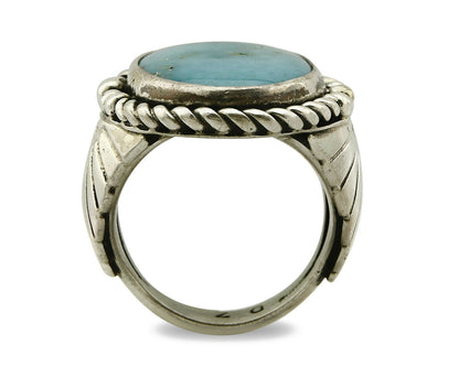 Navajo Ring .925 SOLID Silver Castle Dome Turquoise Signed Doug Zachary C.80's