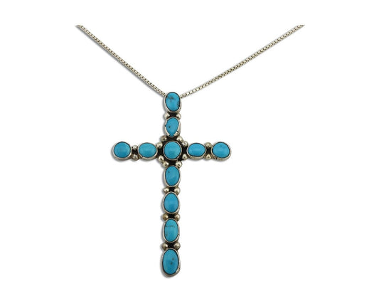 Zuni Necklace 925 Silver Spiderweb Turquoise Native American Artist C.80's