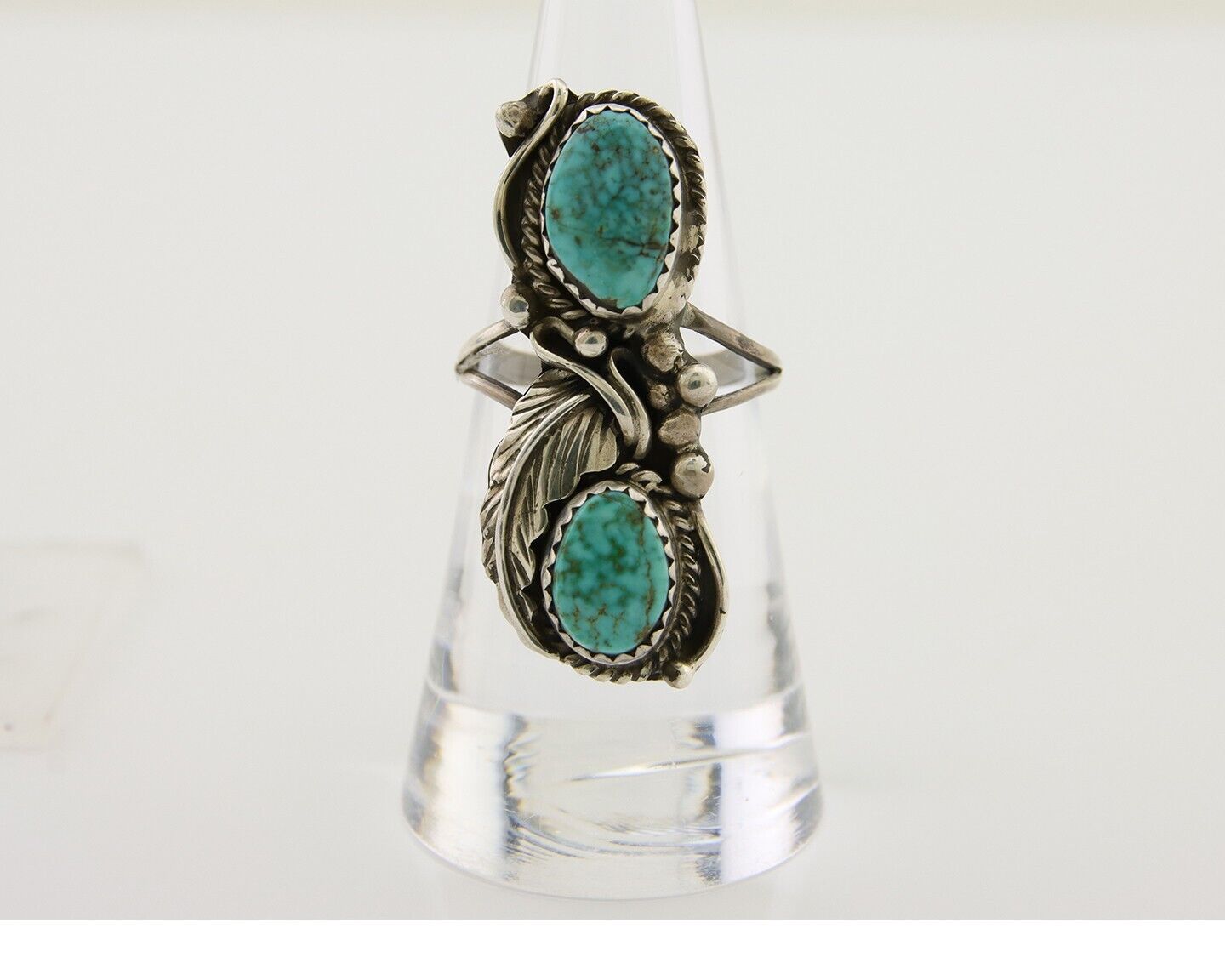 Navajo Ring 925 Silver Natural Blue Turquoise Native American Artist C.80's