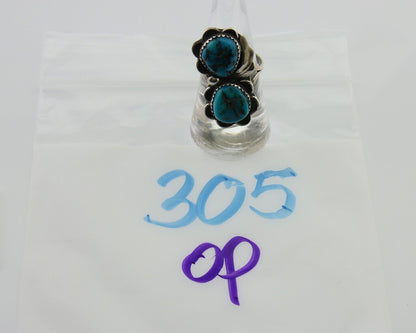 Navajo Handmade Ring 925 Silver Turquoise Artist Signed F C.80's