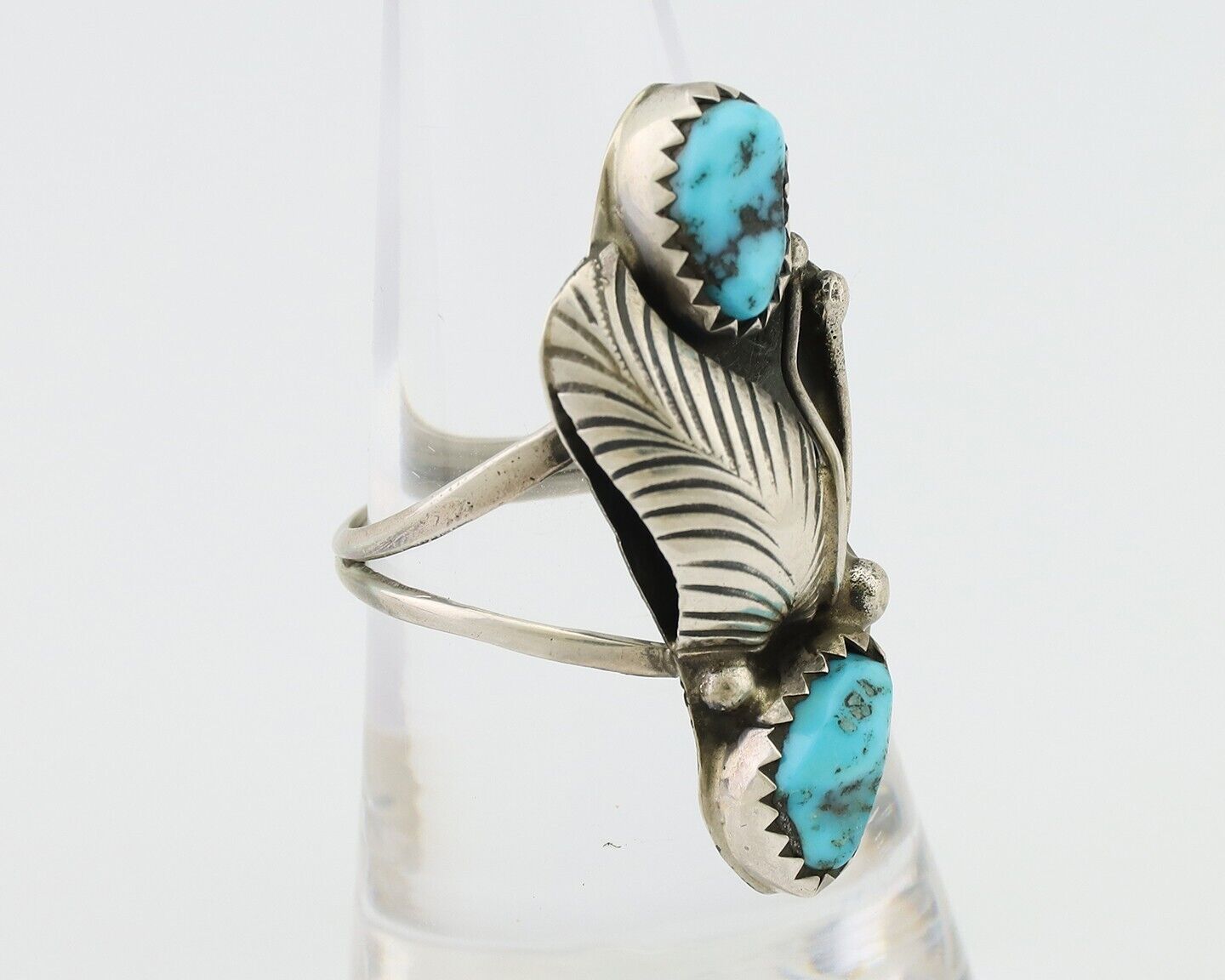 Navajo Handmade Ring 925 Silver Kingman Turquoise Native American Artist C.80's