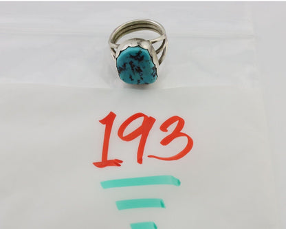 Navajo Ring 925 Silver Natural Blue Turquoise Signed Tony Guerro C.80's