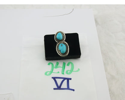 Vintage Navajo Ring Sterling Silver Turquoise Signed Tom Willeto Size 7.0
