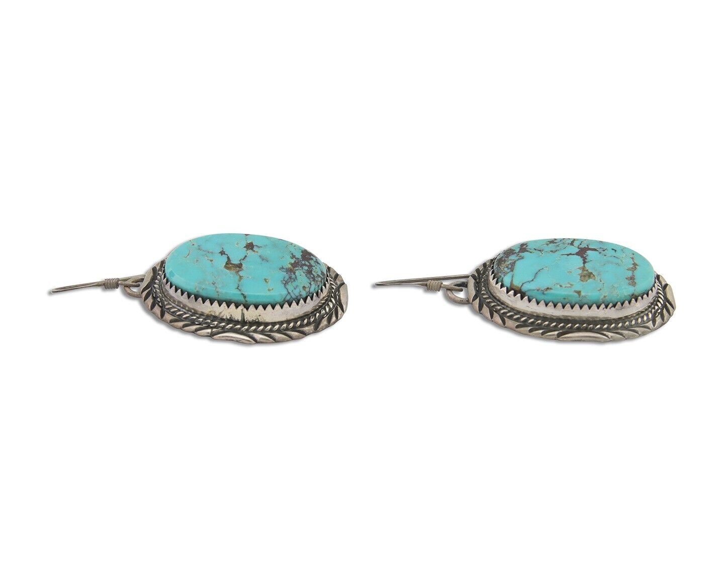 Navajo Dangle Earrings 925 Silver Natural Turquoise Artist Signed Mike Begay C80