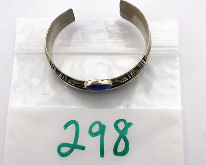 Navajo Bracelet .925 Silver Lapis Lazuli Signed Artist Gilbert Nelson 80's