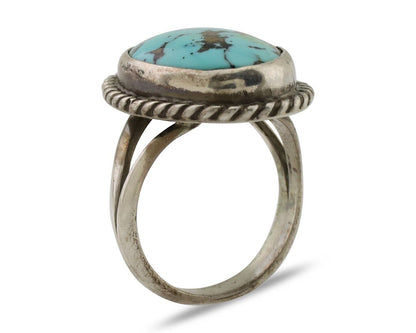 Navajo Ring 925 Silver Natural Blue Turquoise Native American Artist C.80's