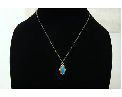 Navajo Necklace Sterling Silver Natural Blue Turquoise Handmade Vintage