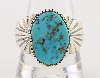 Mens Navajo Ring 925 Silver Sleeping Beauty Turquoise Artist Signed DK C.80's