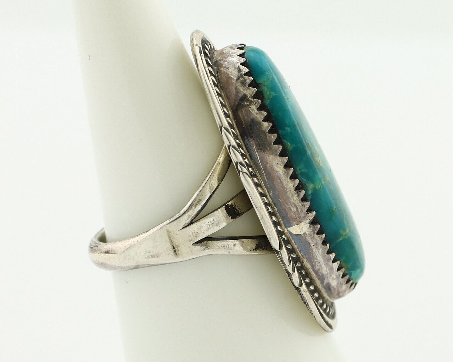 Navajo Ring 925 Silver Natural Blue Turquoise Artist Signed M Begay C.80's