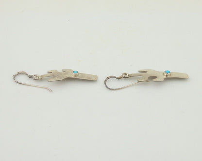 Navajo Cactus Earrings 925 Silver Natural Turquoise Native Artist C.80's