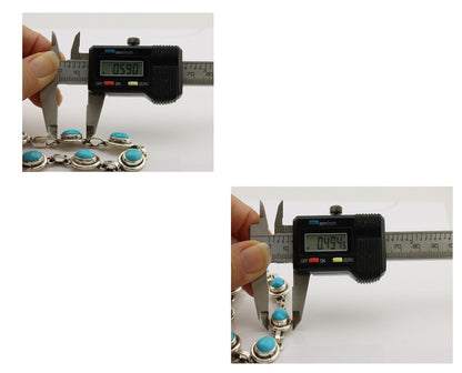 Navajo Link Bracelet 925 Silver Sleeping Beauty Turquoise Native American C80s
