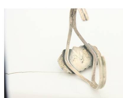 Vintage Navajo Bracelet 925 Silver Handmade Authentic Gemstone Signed SC