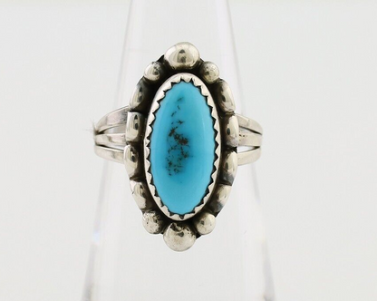 Navajo Ring 925 Silver Sleeping Beauty Turquoise Artist Signed SC C.80's