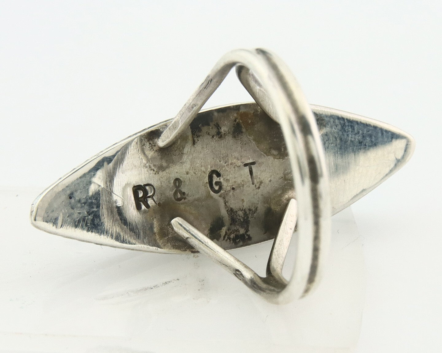 Vintage Zuni Ring 925 Sterling Silver Natural Gemstone Signed R & GT Size 7.0