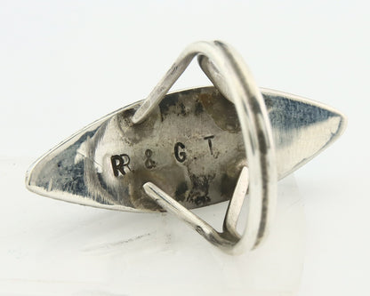 Vintage Zuni Ring 925 Sterling Silver Natural Gemstone Signed R & GT Size 7.0