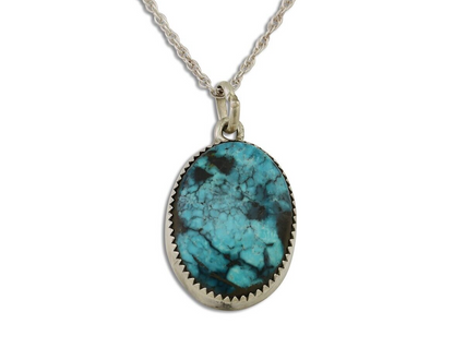 Navajo Turquoise Necklace 925 Silver Native American Artist C.80's