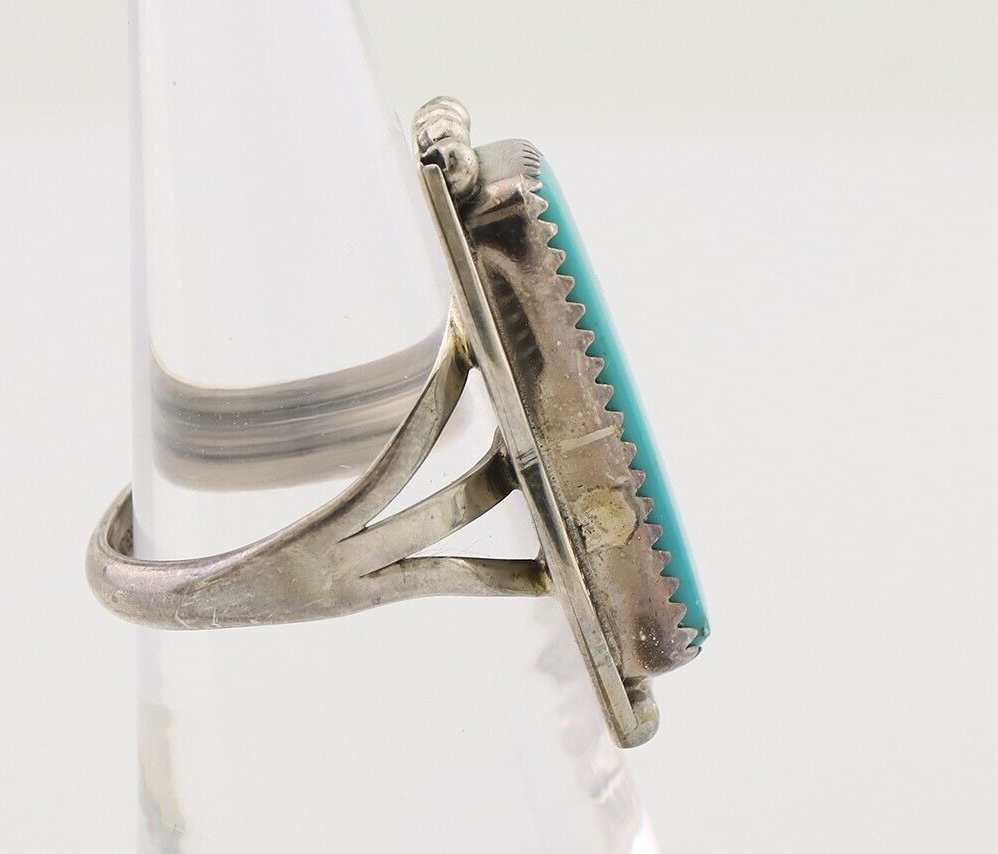 Navajo Ring 925 Silver Natural Turquoise Artist Signed D C.80's