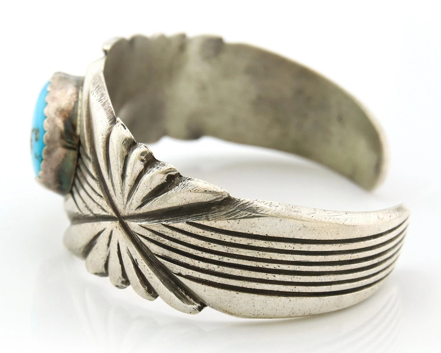 Navajo Cuff Bracelet Sterling Silver Vintage Turquoise Signed Keith James