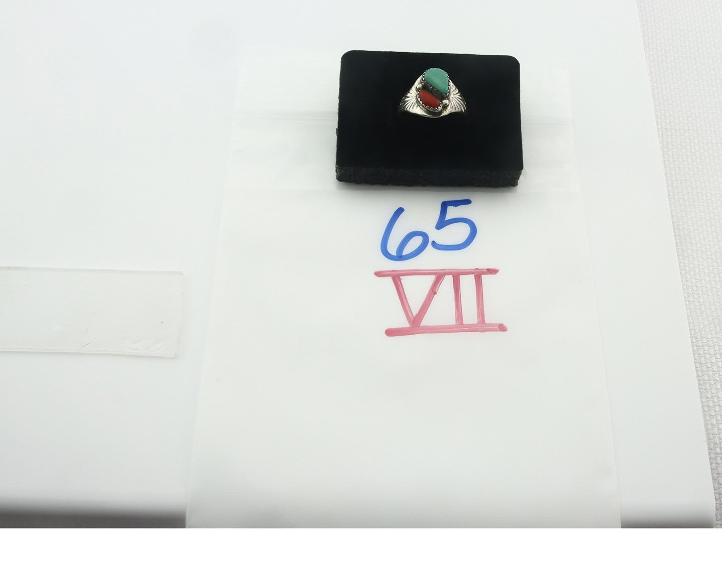 Vintage Navajo Ring 925 Sterling Silver Natural Gemstone Authentic Size 8.0