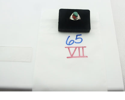 Vintage Navajo Ring 925 Sterling Silver Natural Gemstone Authentic Size 8.0