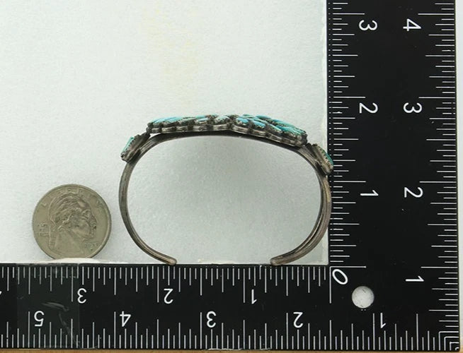 Navajo Cuff Bracelet Sterling Silver Turquoise Vintage Old Pawn