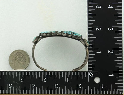 Navajo Cuff Bracelet Sterling Silver Turquoise Vintage Old Pawn