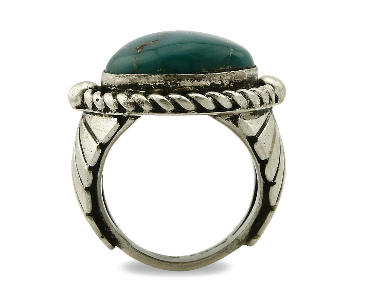 Navajo Ring .925 SOLID Silver Blue Gem Turquoise Signed Doug Zachary C.80's