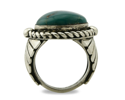Navajo Ring .925 SOLID Silver Blue Gem Turquoise Signed Doug Zachary C.80's