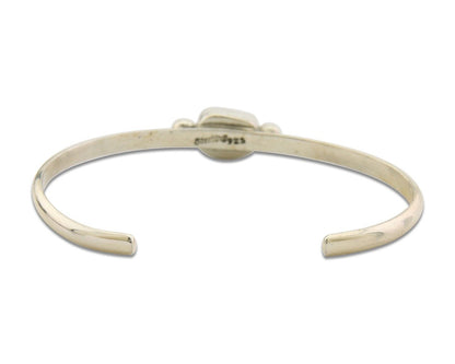 Navajo Bracelet .925 Silver Natural Red Coral Cuff Native American Artist C.80's